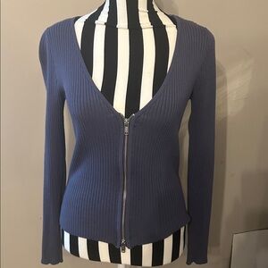 Open Edit Women's Purple Ribbed Sweater